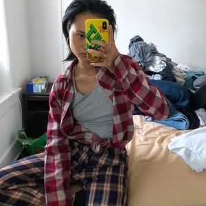 Club Monaco red plaid button down